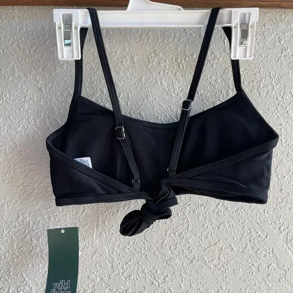 Wild Fable Size S Black Bikini Swim Top – Strappy Tie Front - Picture 3 of 4
